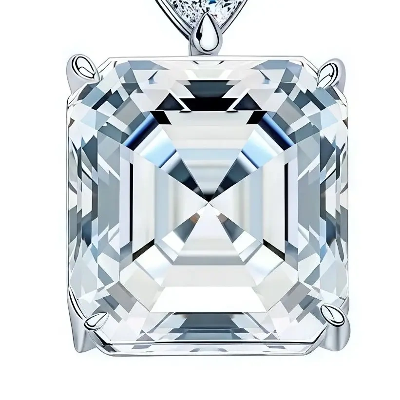 ShanLover Brand 5CT Square Moissanite Diamond Necklace for Women CMA Certificate 925 Sterling Silver Pendant Jewelry