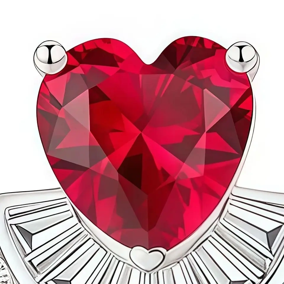 ShanLover Brand 5A Grade Heart Shaped Design Fan Shaped Zircon Stud Earrings 925 Sterling Silver Earrings for Women Jewelry