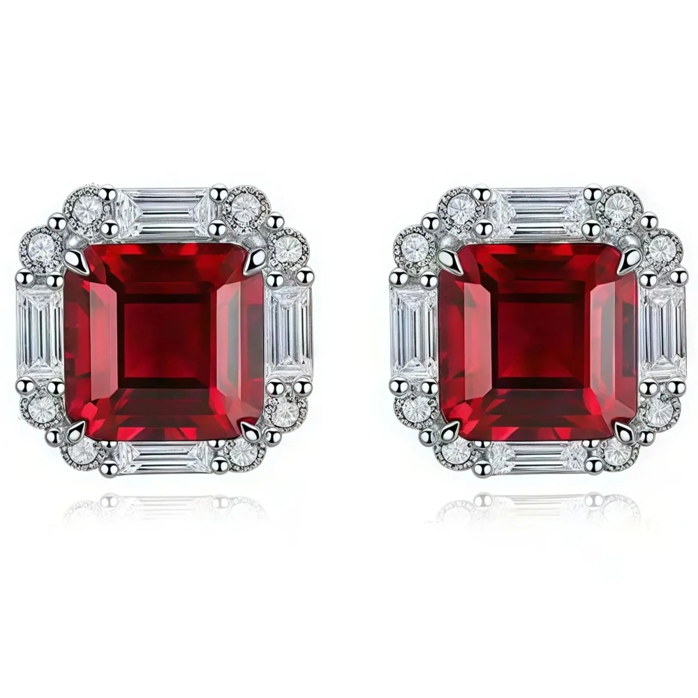 ShanLover Brand MGI Top Grade  Lab Grown Emerald Gemstone Ring Women Real 925 Sterling Silver Wedding  Earrings  Jewelry
