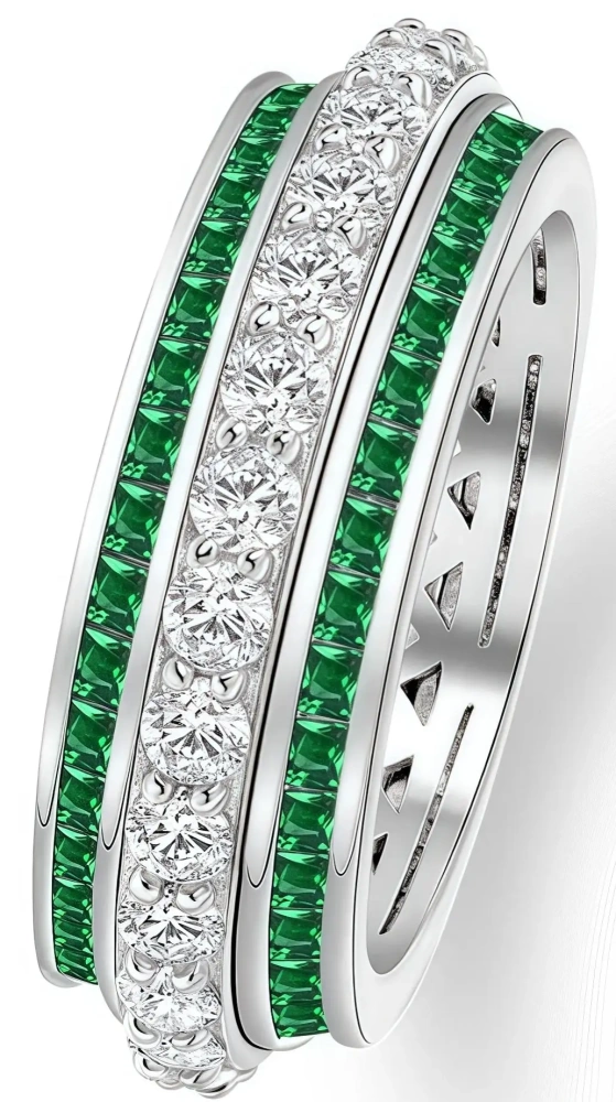 Winkin Winsin S925 925 Sterling Silver Round Ring 1.5mm Rotatable High Carbon Diamond Ring for Women Jewelry