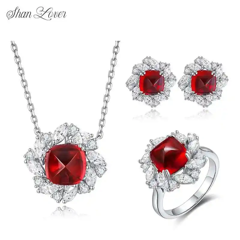 ShanLover Brand High Quality Luxury Personalized Trendy Sugar Tower Shaped Cultivated Ruby Necklace Fine Jewelry Pendant