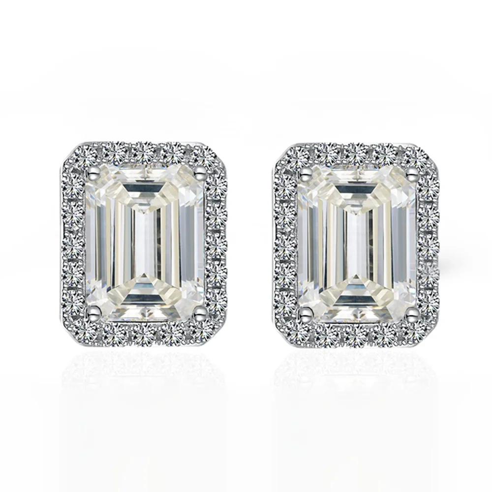 ShanLover Brand Luxury Designer 3ct Moissanite Diamond Stud Earrings Crafted from S 925 Sterling Silver Earrings for Women Girls