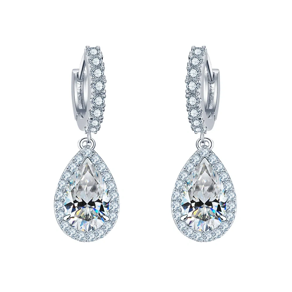 ShanLover Brand Women 925 Sterling Silver Drop Earrings Stud MST Top Grade Moissanite Diamond Pendant Earrings Gemstones Jewelry