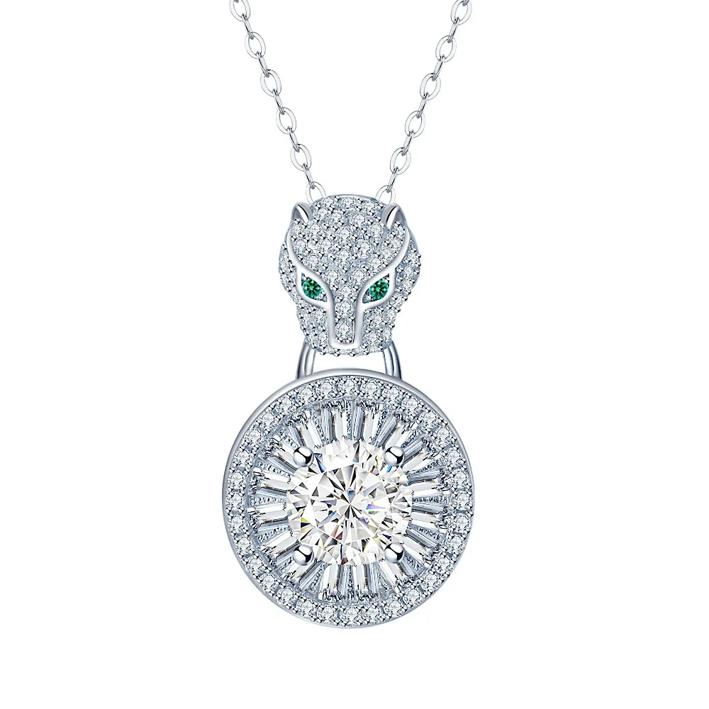 ShanLover Brand Diamond Moissanite Pendants Necklaces for Women 925 Sterling Silver Leopard Pendant Necklace Gemstones Jewelry