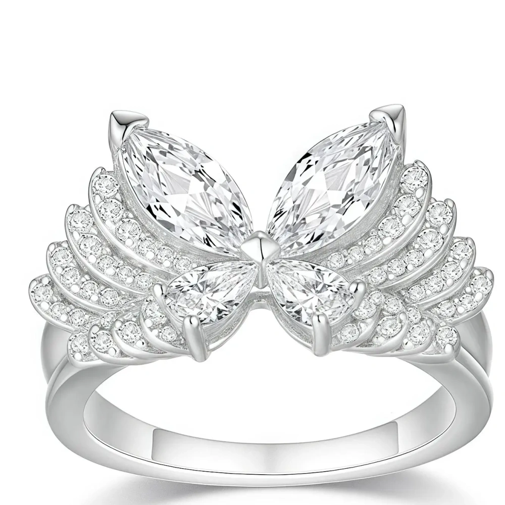 ShanLover Brand High Quality Certificate 925 Sterling Silver Diamond 3D Butterfly Ring Trendy Women Zircon Ring