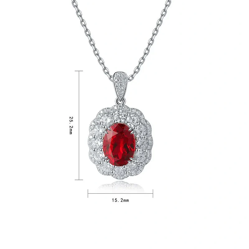 ShanLover Brand High Quality  Light Luxury Retro Pigeon Blood Red Ruby Necklace S925 Sterling Silver Jewelry Lab Grown Gemstones