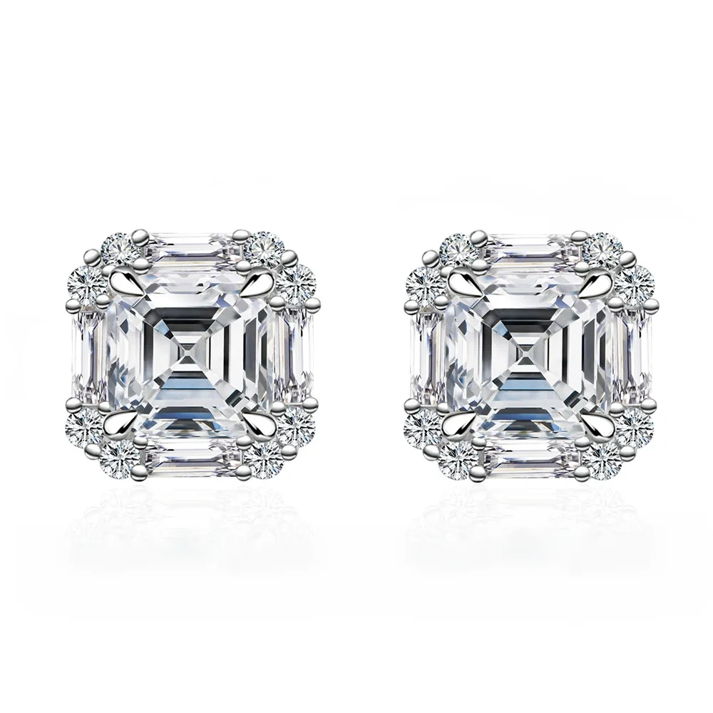 ShanLover Brand Real 925 Sterling Silver Stud Earrings MST Moissanite Gemstones Earrings Fashion S925 Silver Jewelry Accessory
