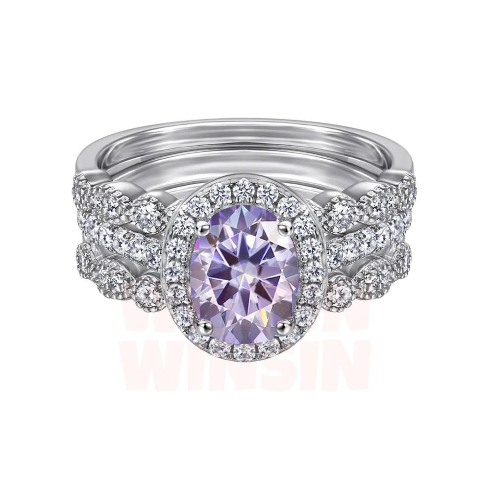 Winkin Winsin s925 sterling silver 1.5-carat oval Moissanite ring for women's silver jewelry, exuding a sense of luxury