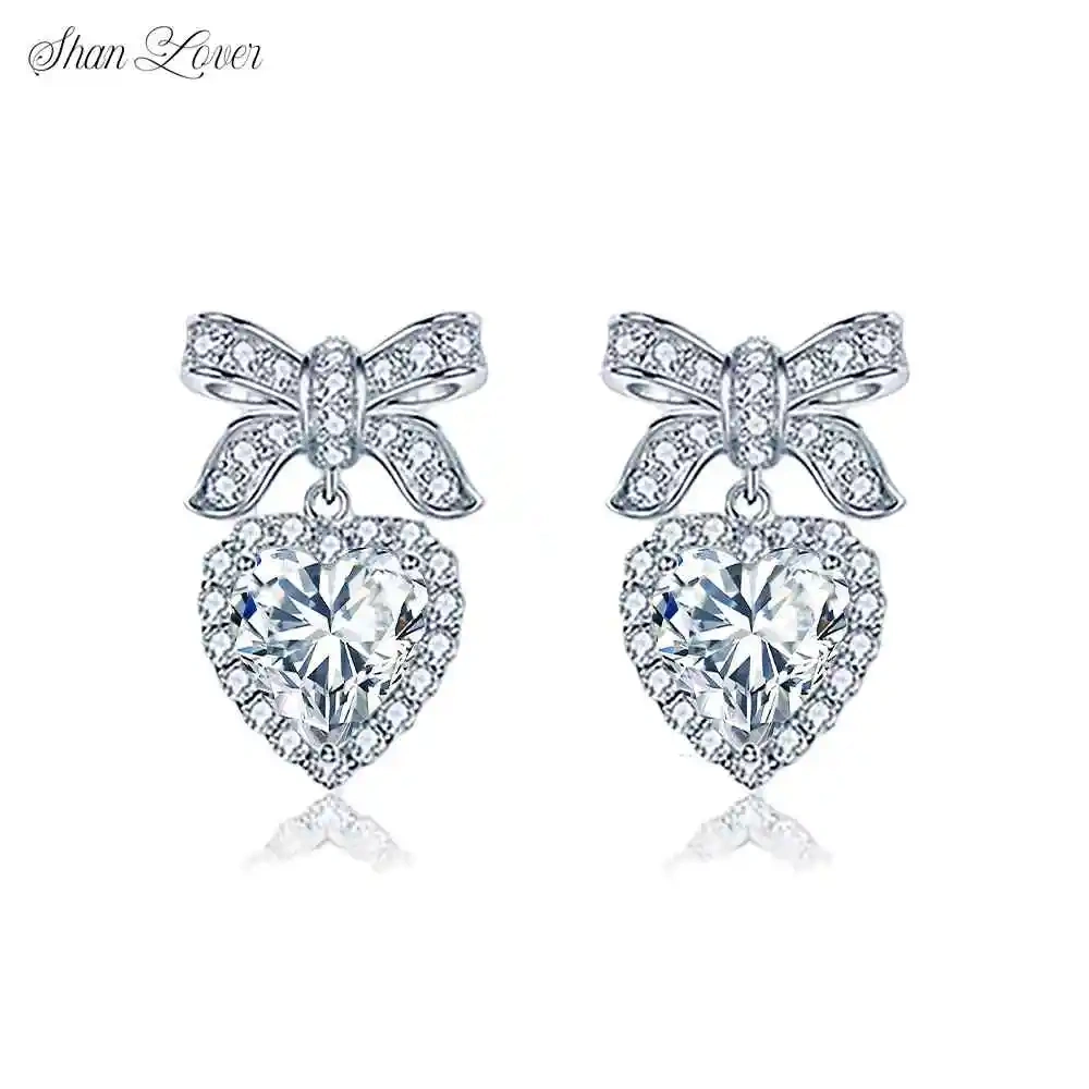 ShanLover Brand 0.5ct Women 925 Sterling Silver Heart-shaped Stud Earrings CMA Certificate Moissanite Diamond Drop Earrings