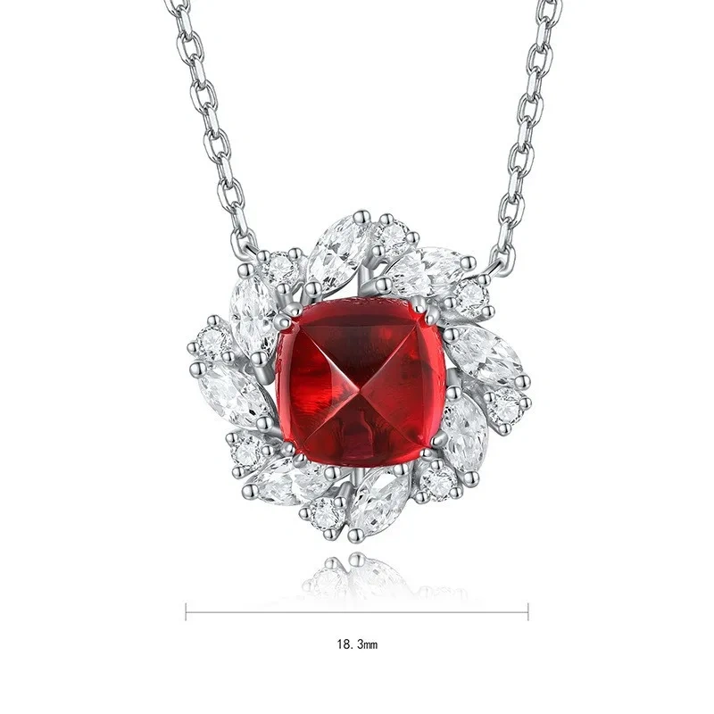 ShanLover Brand High Quality Luxury Personalized Trendy Sugar Tower Shaped Cultivated Ruby Necklace Fine Jewelry Pendant