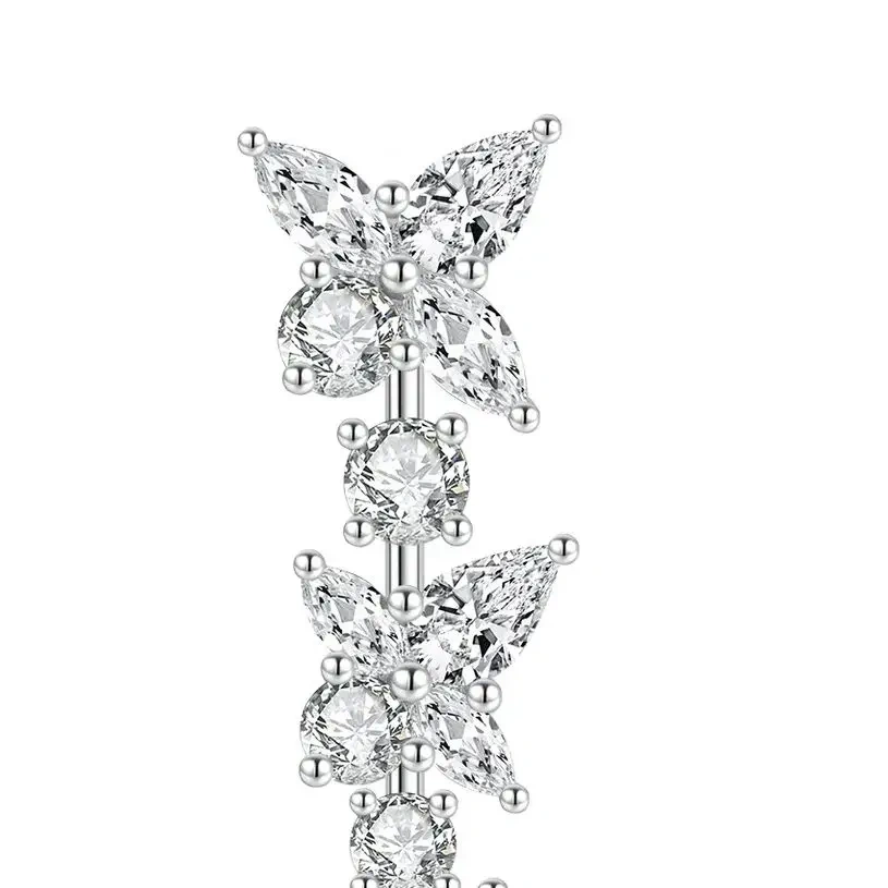 ShanLover  Brand Real 925 Sterling Silver Flower Tassel Earrings Fashionable Woman Elegant High-End Jewelry for Autumn Winter