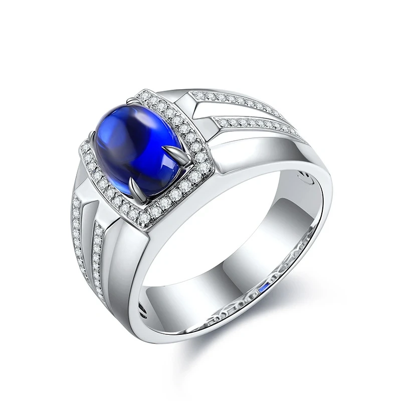 ShanLover Brand Real 925 Sterling Silver Rings MUSHAN CO. MGI Grade Lab Grown Sapphire Ring for Men Women Blue Gemstones Jewelry