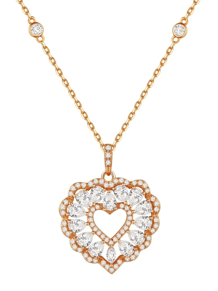 ShanLover Brand High-End Quality Real 925 Sterling Silver Necklace Pendants 18K Gold Plating Jewelry Heart Pendant Necklaces