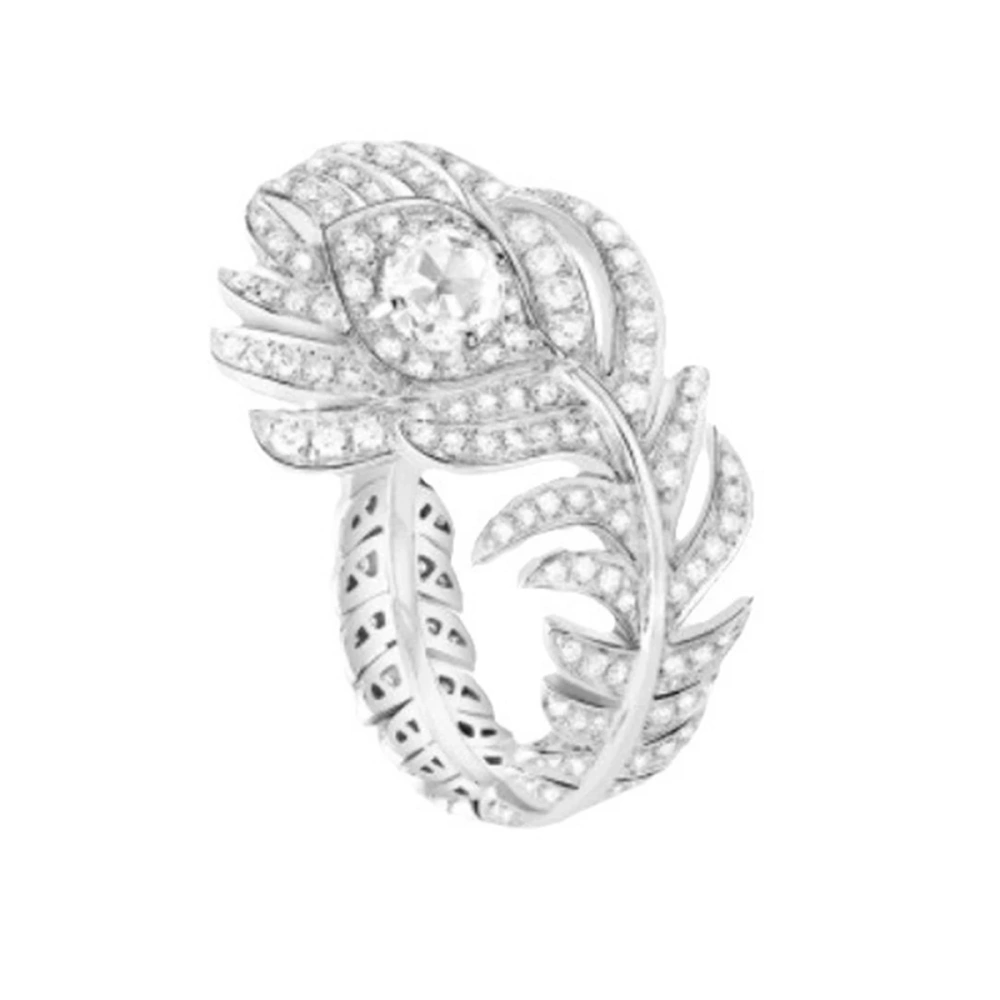 Winkin Winsin Luxury Designer Brand 925 Sterling Silver Rings For Women Bohemian Style Feather s925 Pure Silver Ring Jewelry