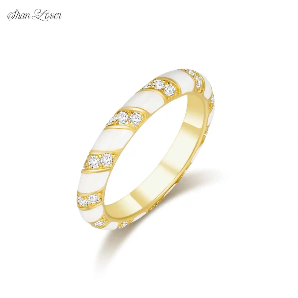 ShanLover Brand Hot Sales High Quality 925 Sterling Silver Diamond Ring Diamond Encrusted Trendy Women  Fashion Jewelry