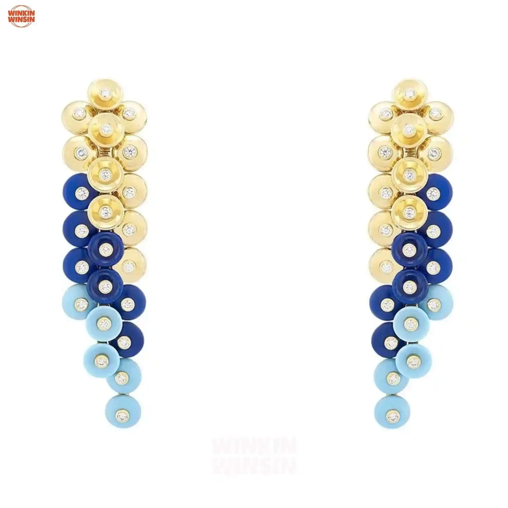 Winkin Winsin Van Family Gold Leaf Lapis Lazuli Jewelry Versatile Girls' Earrings