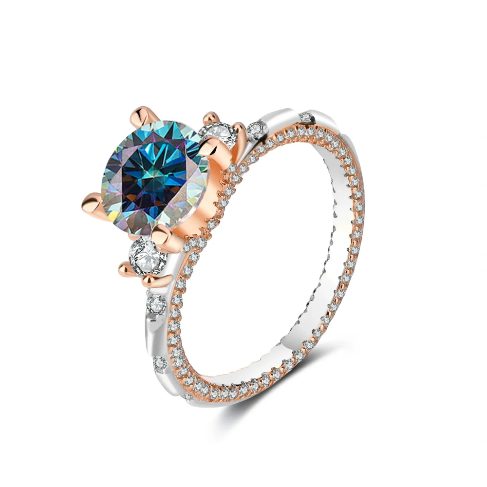 Winkin Winsin GRA Test MST Top Grade 2ct Moissanite Diamond Rings For Women 18K Gold Plated 925 Sterling Silver Ring Jewelry
