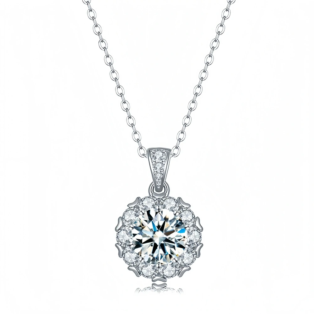 ShanLover Brand Moissanite Diamond Princess Necklace for Women Fashion 925 Sterling Silver Diamond-Studded Pure Silver Jewelry