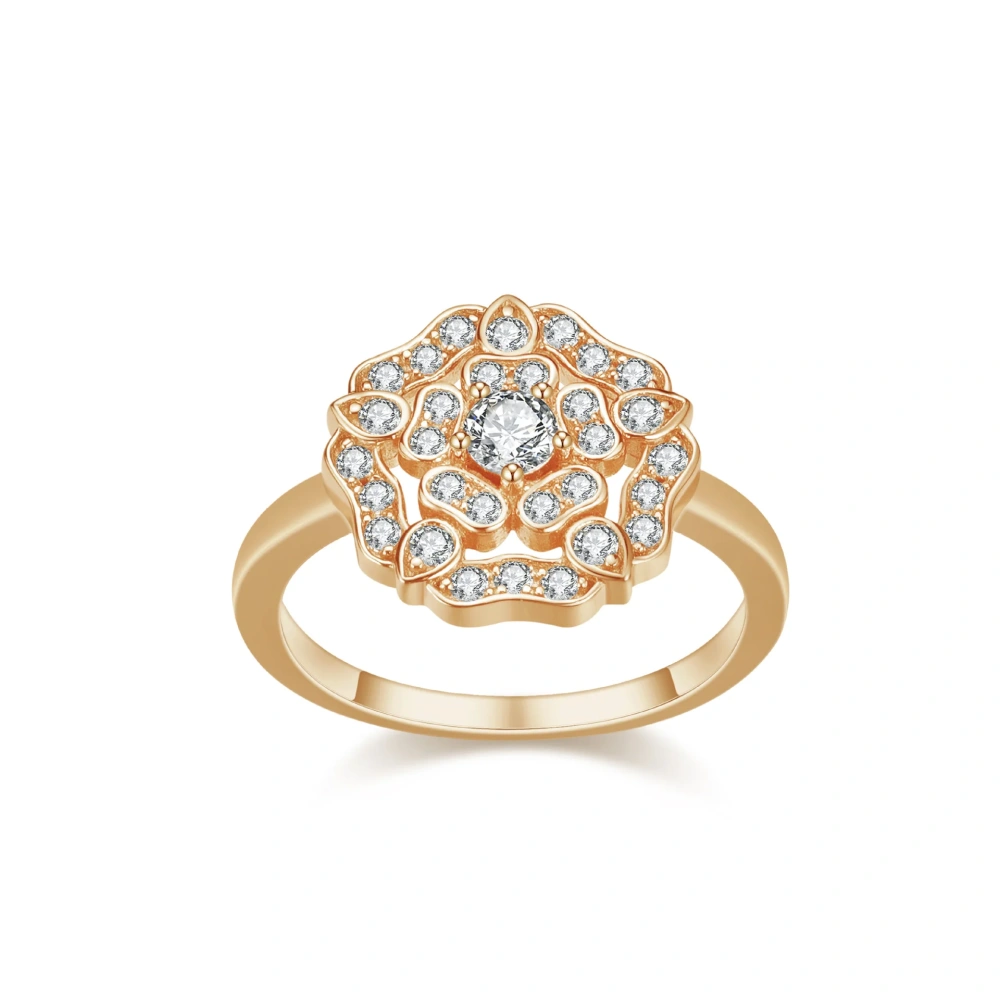 ShanLover Brand 925 Sterling Silver Ring For Women with Full Rose Inlay Elegant Light Luxury Sophistication Jewelry