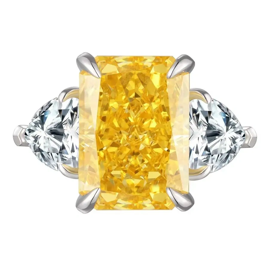 ShanLover Brand Luxury Women Wedding Ring Fashion Yellow Gemstones 925 Sterling Silver Square Stones Ring For Woman Nice Jewelry