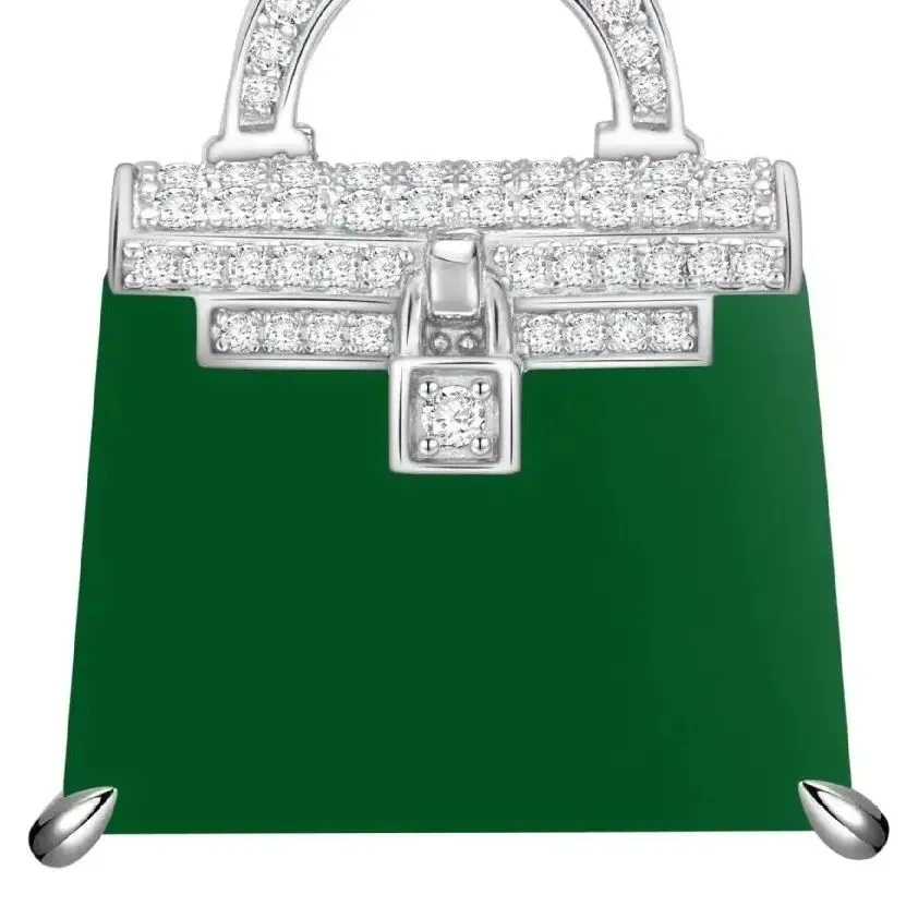 ShanLover Brand Designer Luxury 925 Sterling Silver Handbag Pendant Necklace Jewelry For Woman Ladies Green Gemstones Pendants