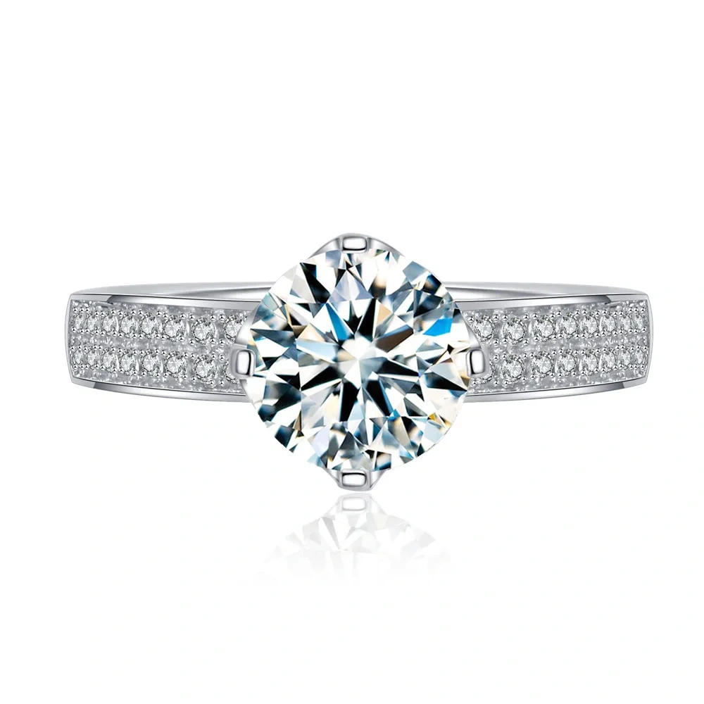 ShanLover Brand GRA Certificated MST Top Grade Moissanite Ring for Women 925 Sterling Silver 7mm Round Diamond Gemstones Jewelry