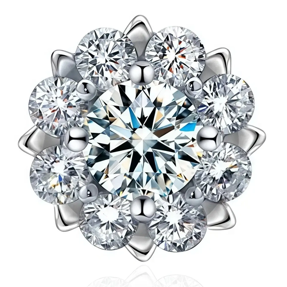 ShanLover Brand Luxury 0.5ct Snowflake Design Moissanite Diamond Stud Earrings S925 Sterling Silver Earrings Jewelry
