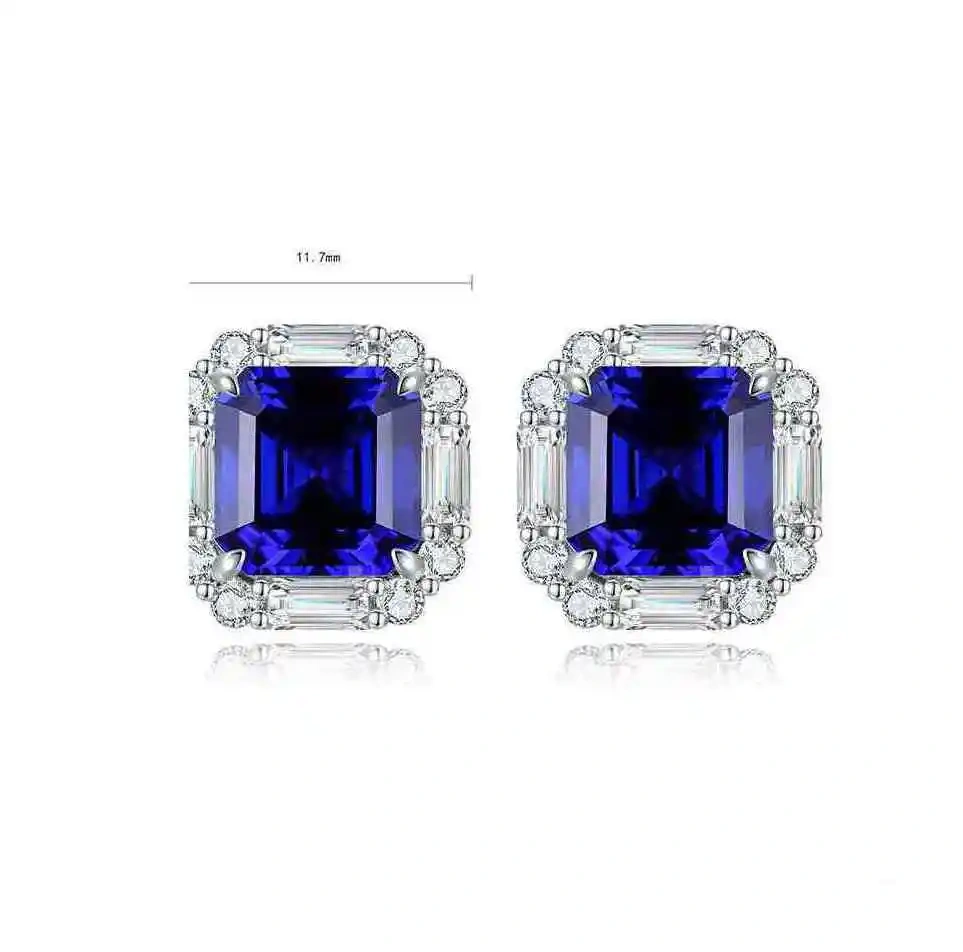ShanLover Brand MGI Top Grade  Lab Grown Emerald Gemstone Ring Women Real 925 Sterling Silver Wedding  Earrings  Jewelry