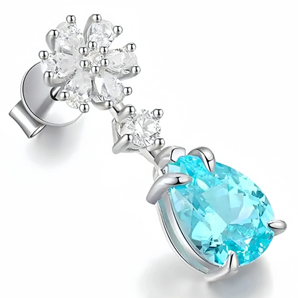 ShanLover Brand Luxury Designer CMA Certificate Lab Grown Gemstones 925 Sterling Silver Paraiba 6.7ct Drop Earrings Jewelry