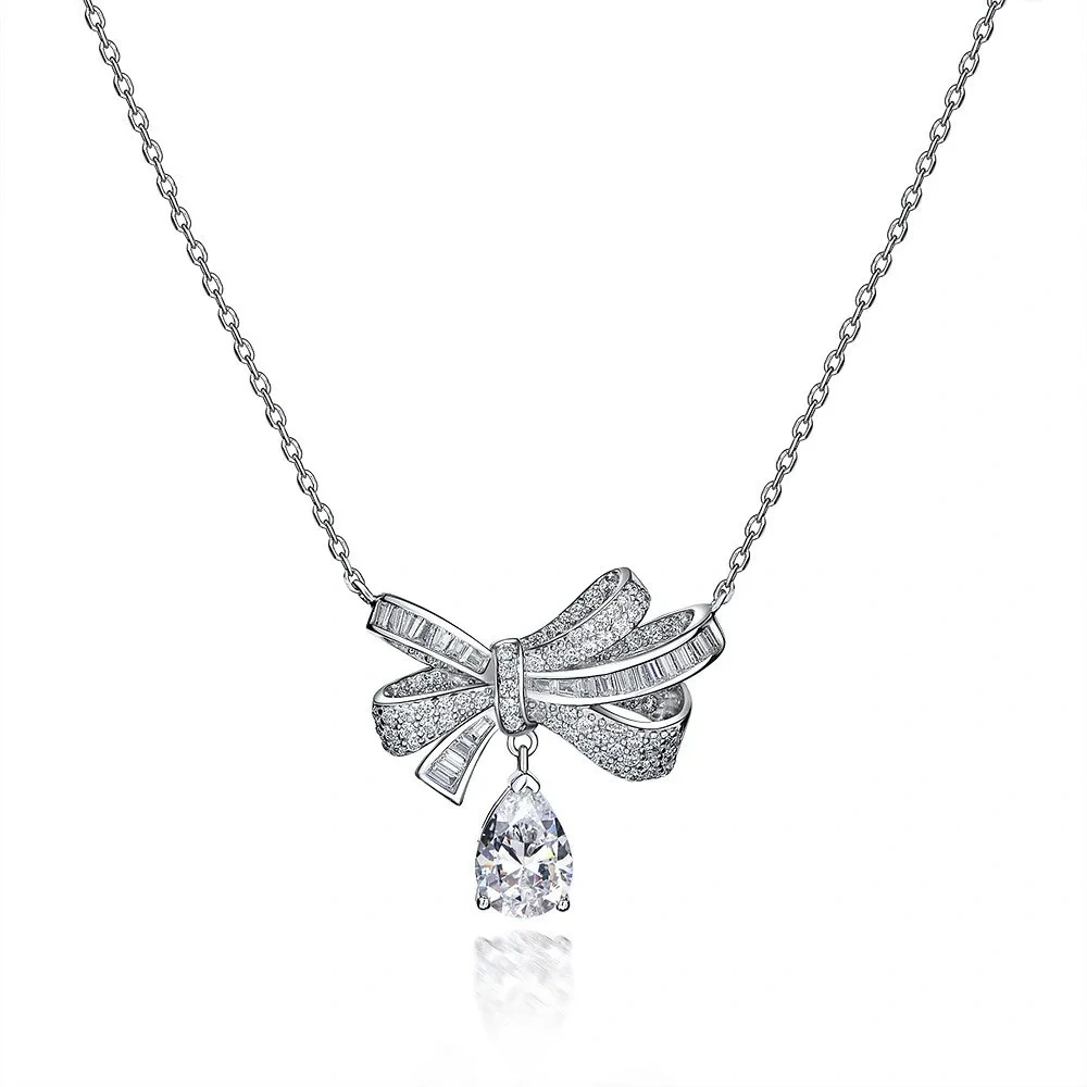 Winkin Winsin Lab Grown Gemstones 925 Sterling Silver Pendant 1.5ct Water Drop Women Necklace Adjustable Length