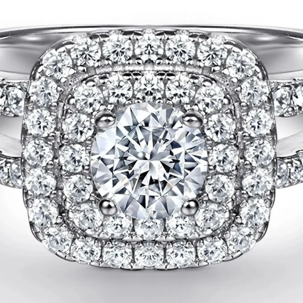 Winkin Winsin 925 Sterling Silver Light Luxury Ring Set Moissanite Diamond Ring Set CMA Certificate Jewelry