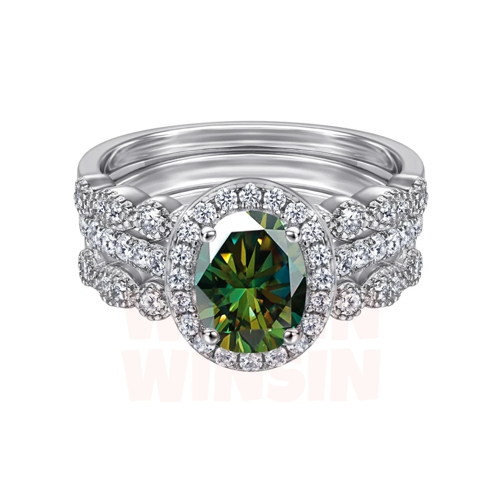 Winkin Winsin s925 sterling silver 1.5-carat oval Moissanite ring for women's silver jewelry, exuding a sense of luxury