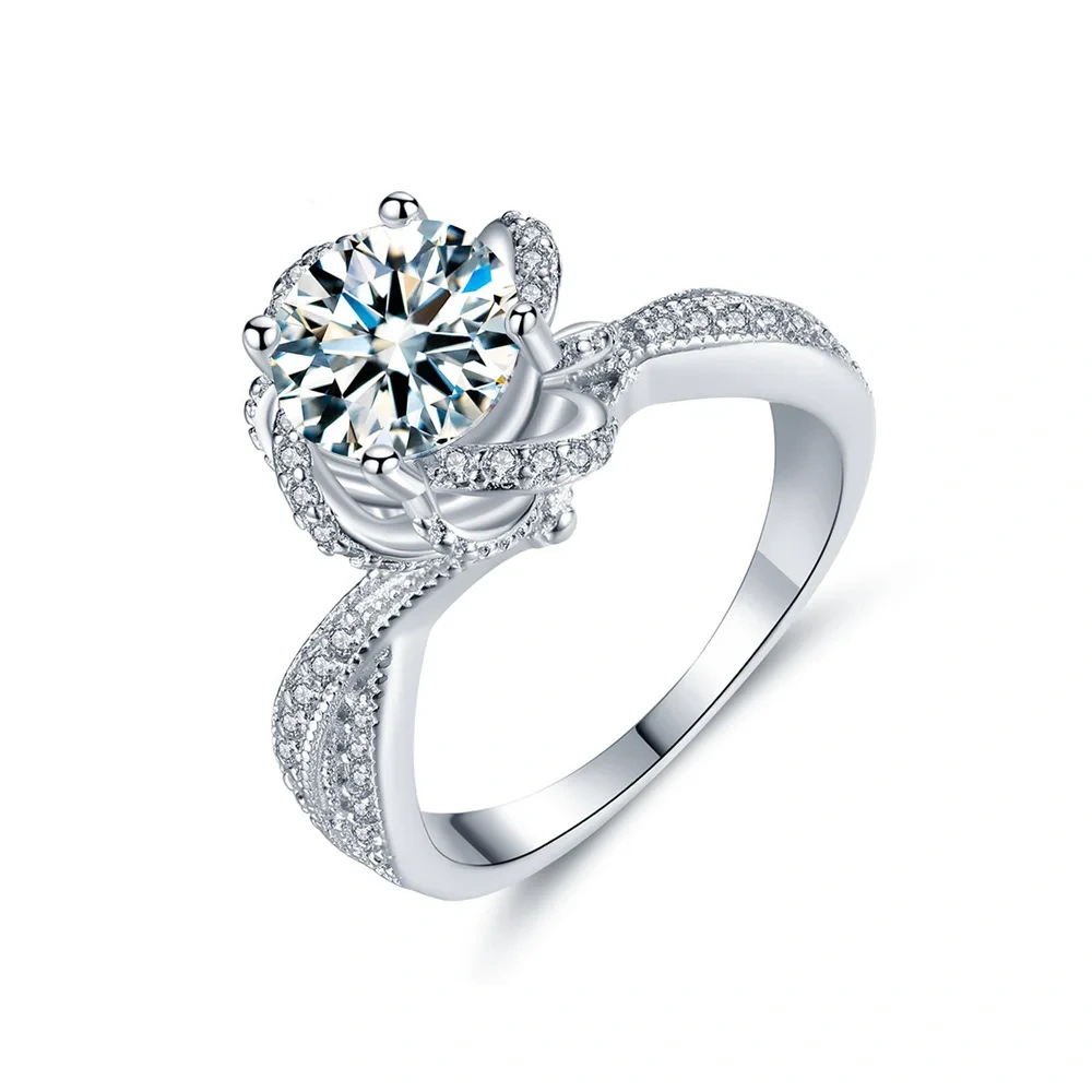 ShanLover Brand GRA Certificated MST Top Grade Moissanite Ring for Women Real 925 Sterling Silver Bridal Wedding Rings Jewelry