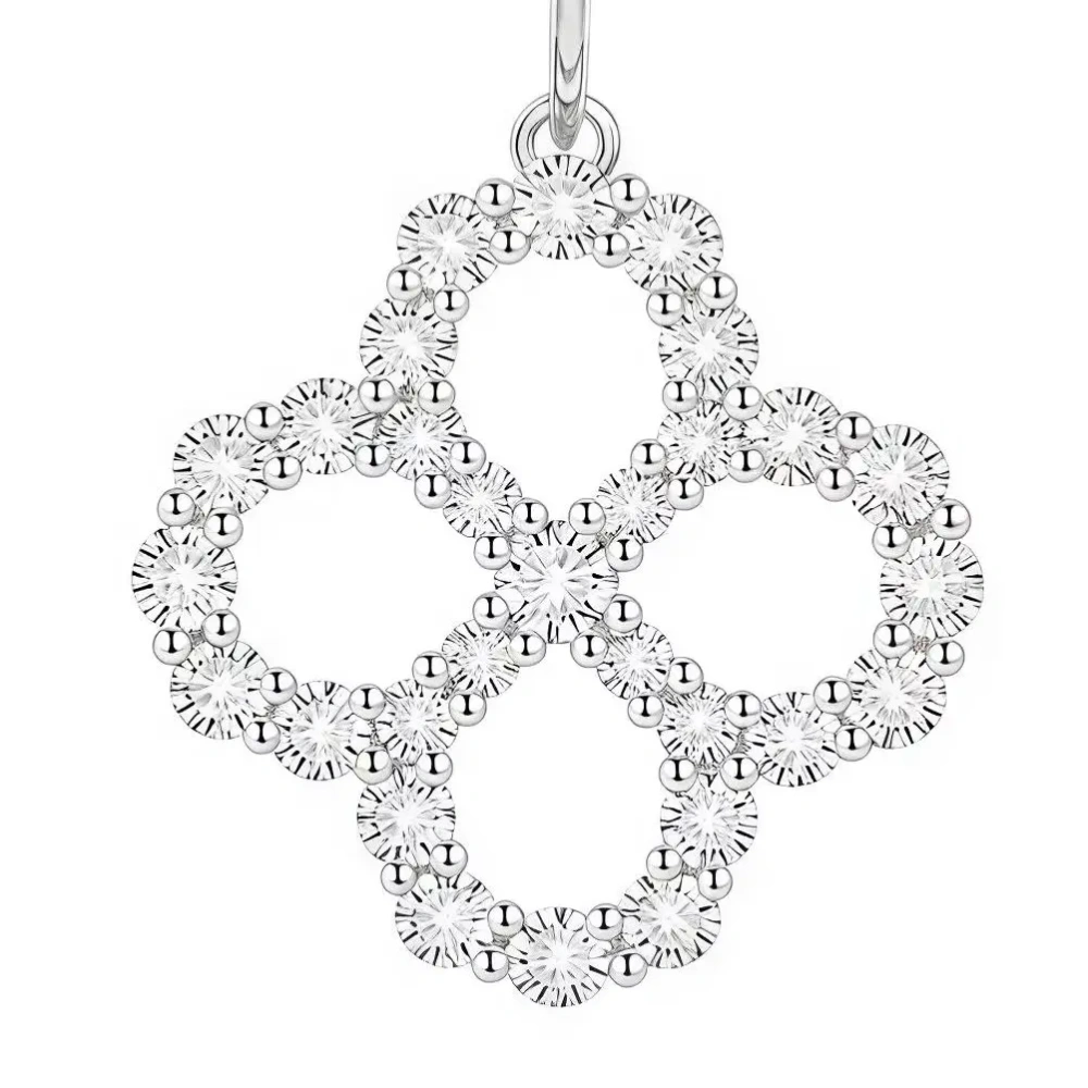 ShanLover Brand 5A Level Luxury Hollowed Out Four Leaf Clover Zircon Drop Earrings CMA Certificate Earrings Jewelry