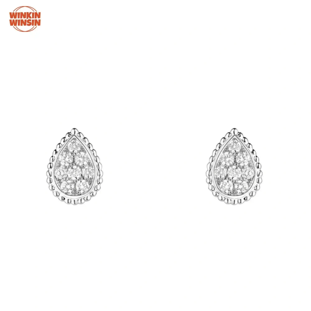 Winkin Winsin Minimalist Commuting Full Diamond Water Drop Earrings for Women Fashionable and Unique