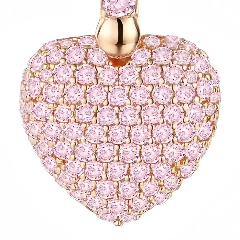 ShanLover Women 925 Sterling Silver Pendant Pink Diamond Gemstones Pendants 18k Gold Plated Heart Pendant Chain Necklace Jewelry