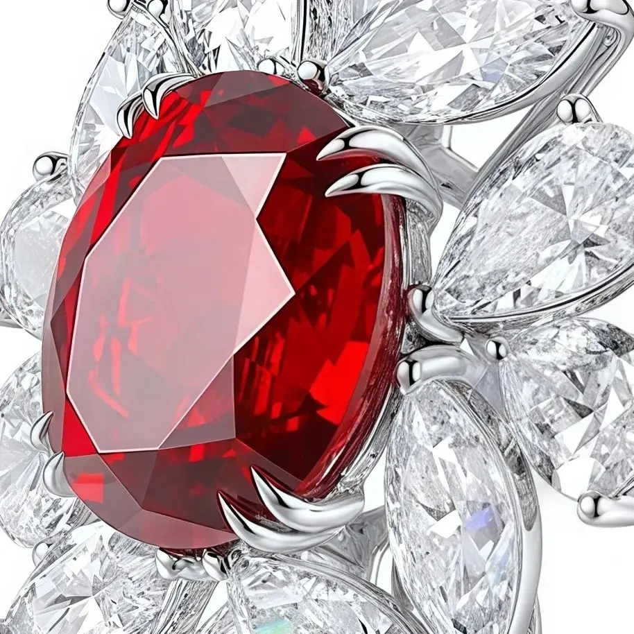 ShanLover Brand Luxury Brand Designer 925 Sterling Silver Pigeon Blood Red Gem Ring Laboratory Regenerated Breeding Jewelry