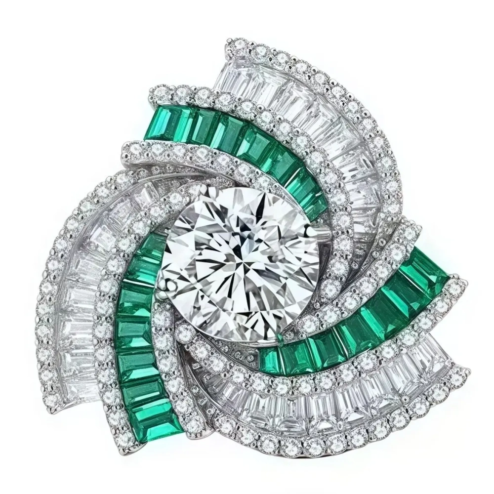 ShanLover Brand High Quality 925 Sterling Silver Lab Grown Gemstones Emerald Ear Studs Earrings Jewelry CMA Certificate