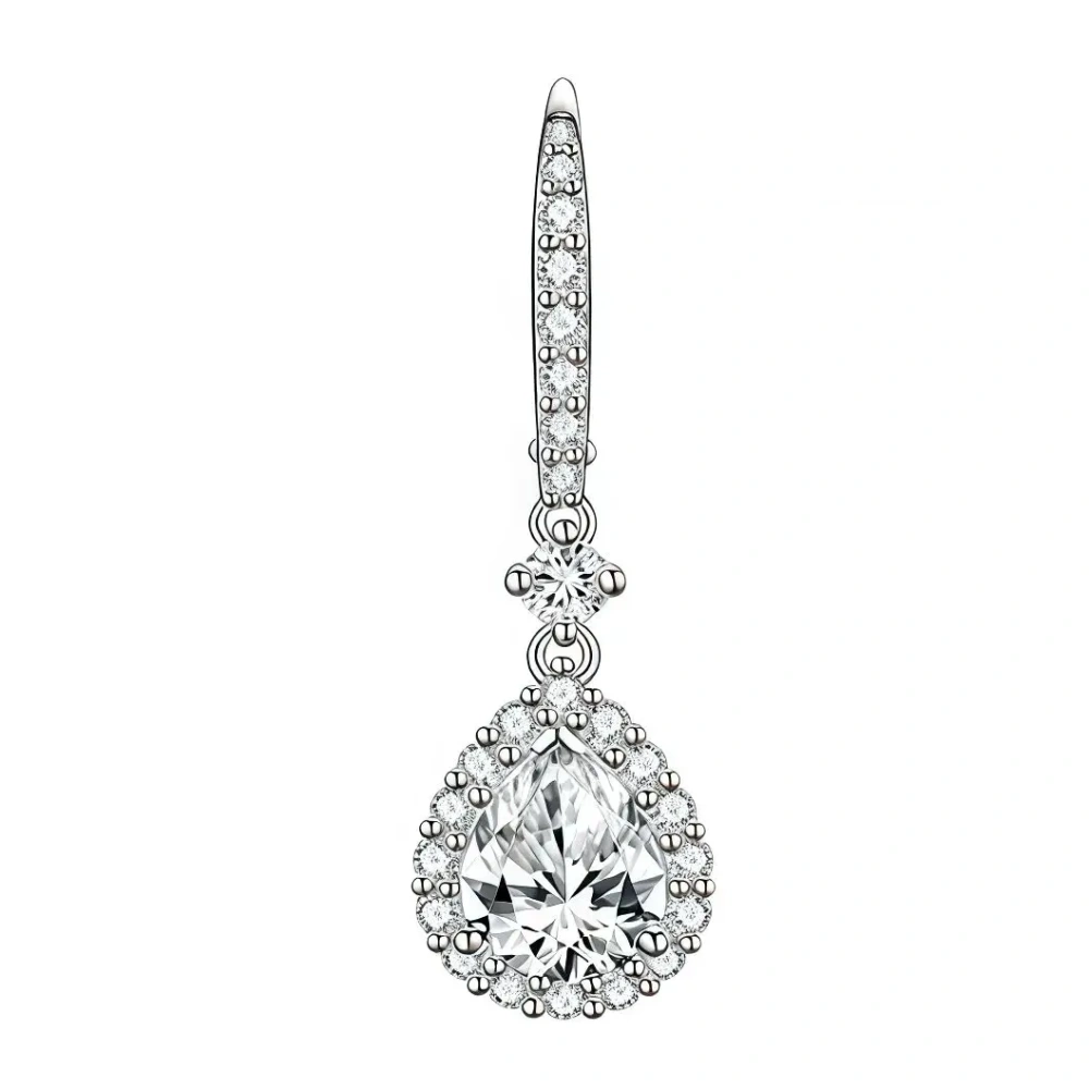 ShanLover Brand 5A Level S925 Sterling Silver Teardrop Zircon Earrings CMA Certificate Luxury Brand Designer Drop Earrings