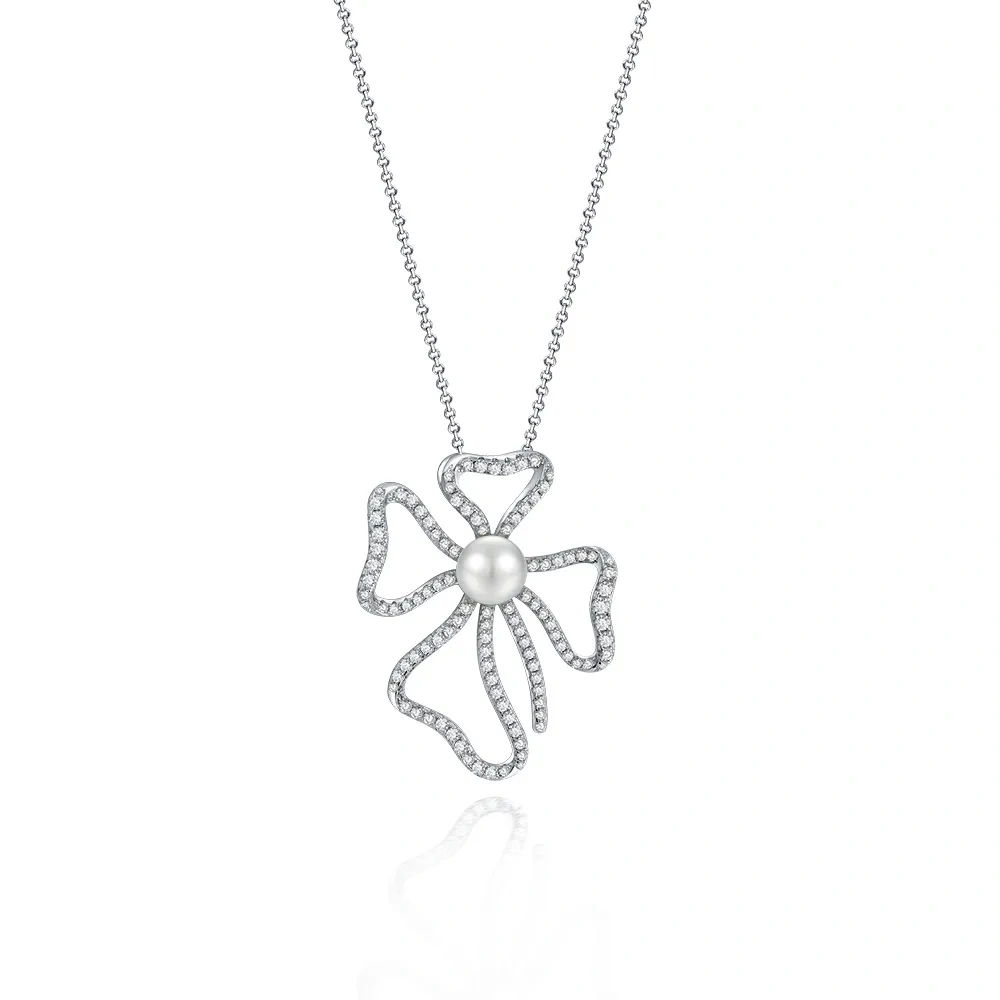 Winkin Winsin High Carbon Diamond Pendant Inlaid Geometric 925 Silver Necklace