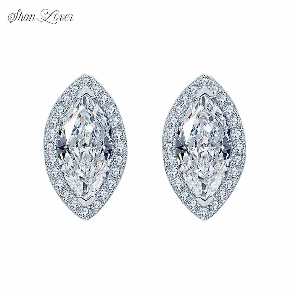 ShanLover Brand MST Top Grade Moissanite Diamond Stud Earrings For Women Stylish Elegant 925 Sterling Silver Earrings Jewelry