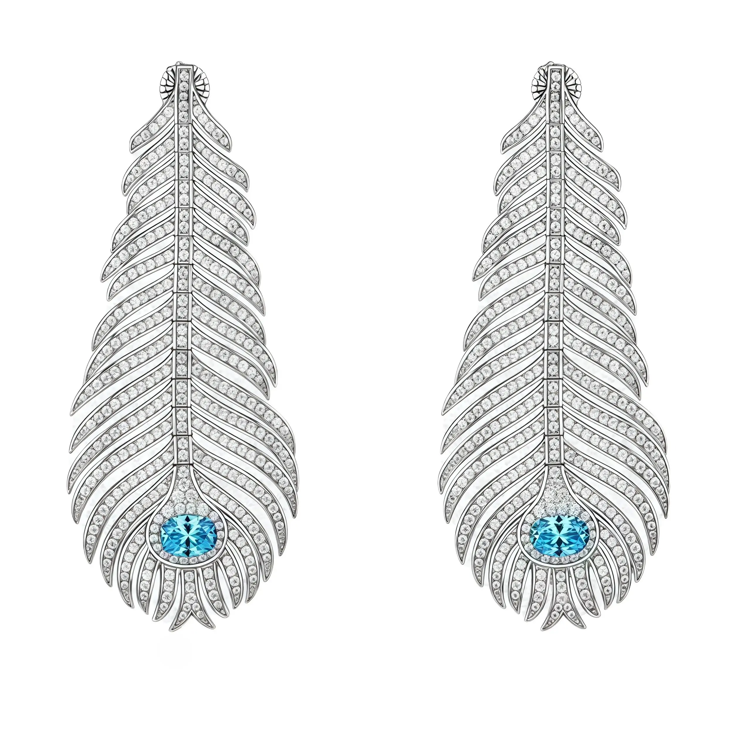 Winkin Winsin Brand Luxury Real 925 Sterling Silver Stud Earrings New Feather Drop Earrings Stud For Women Banquet Party Jewelry