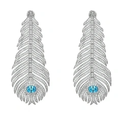 Winkin Winsin Brand Luxury Real 925 Sterling Silver Stud Earrings New Feather Drop Earrings Stud For Women Banquet Party Jewelry