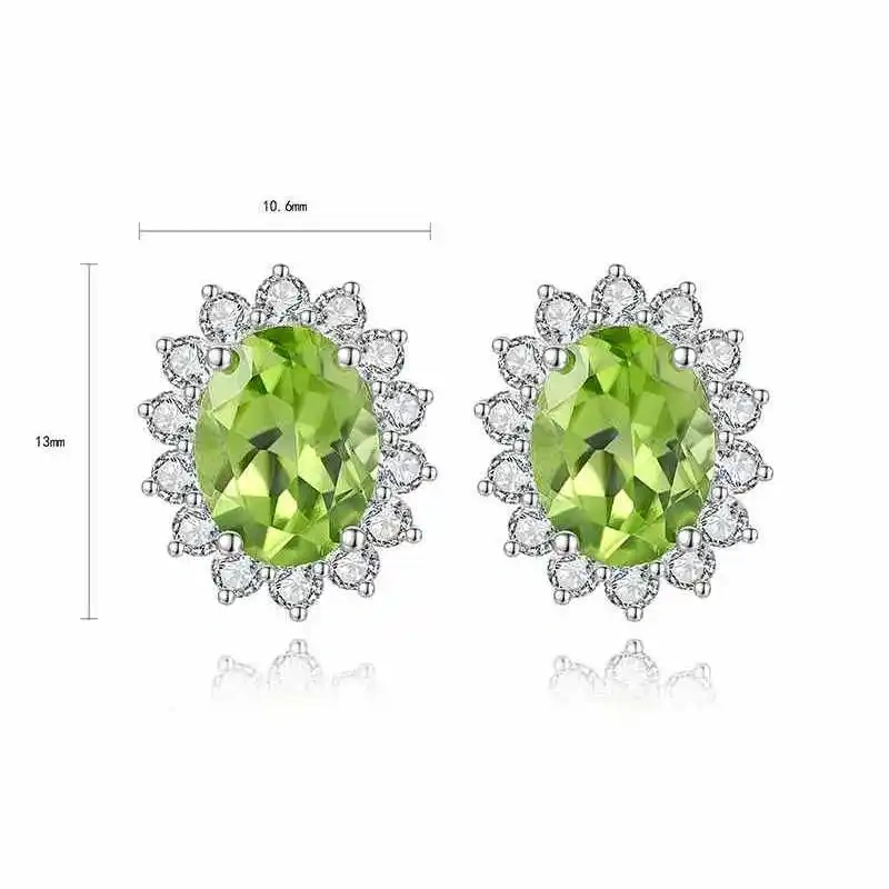 ShanLover Brand Classic Daifei Pei Paraiba Stud Earrings 4.1-Carat 925 Silver Simple Silver Wedding  Earrings  Jewelry ﻿