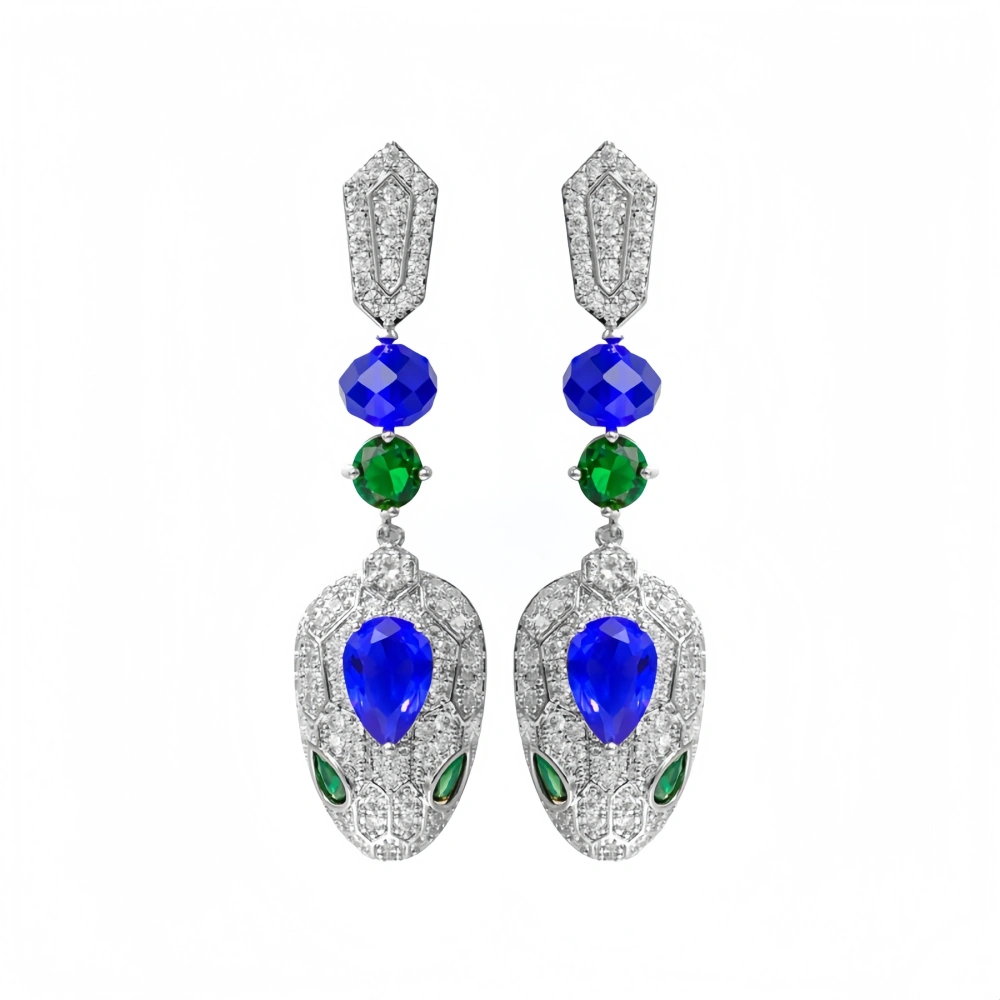Winkin Winsin Luxury s925 925 Sterling Silver Drop Earrings For Women Snake Earrings Pigeon Blood Gemstone Stud Earrings Jewelry