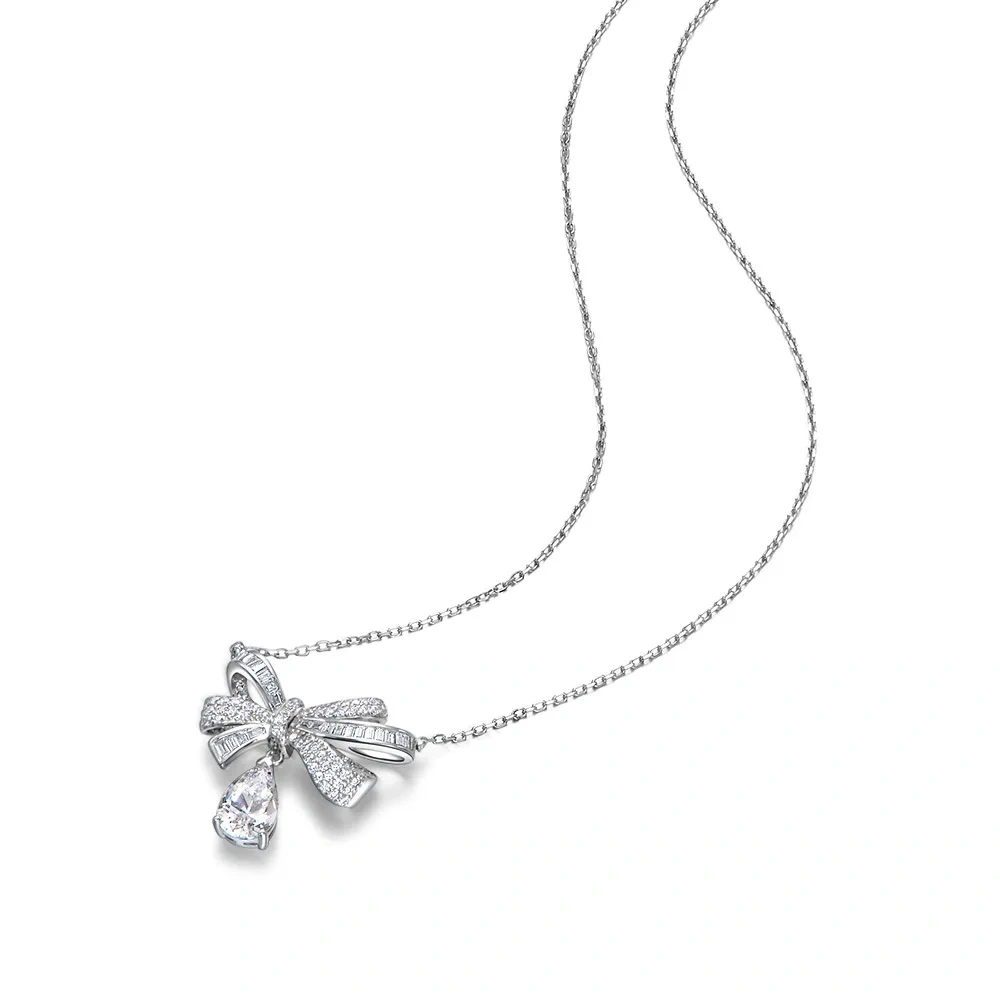 Winkin Winsin Lab Grown Gemstones 925 Sterling Silver Pendant 1.5ct Water Drop Women Necklace Adjustable Length