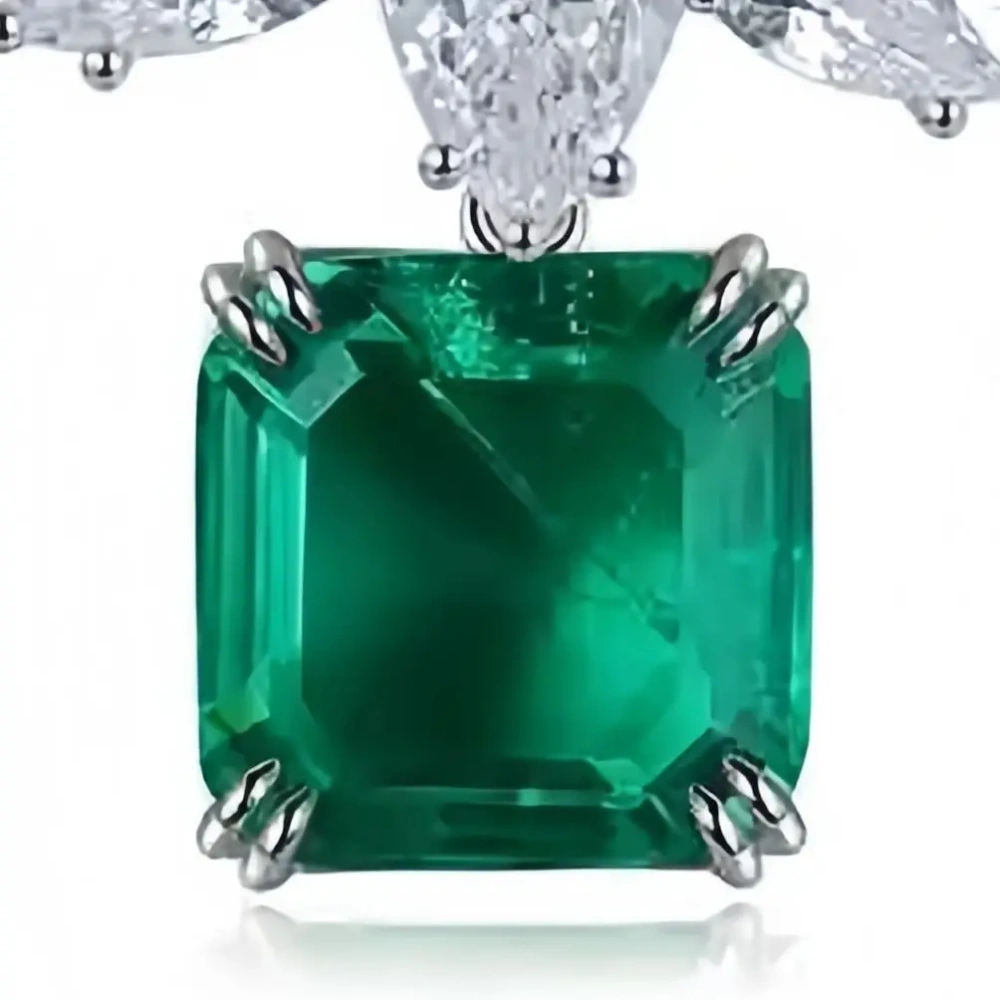 ShanLover Brand 13ct Big MGI Top Grade Lab-Grown Gemstones Emerald Drop Earrings 925 Sterling Silver Women Stud Earrings Jewelry