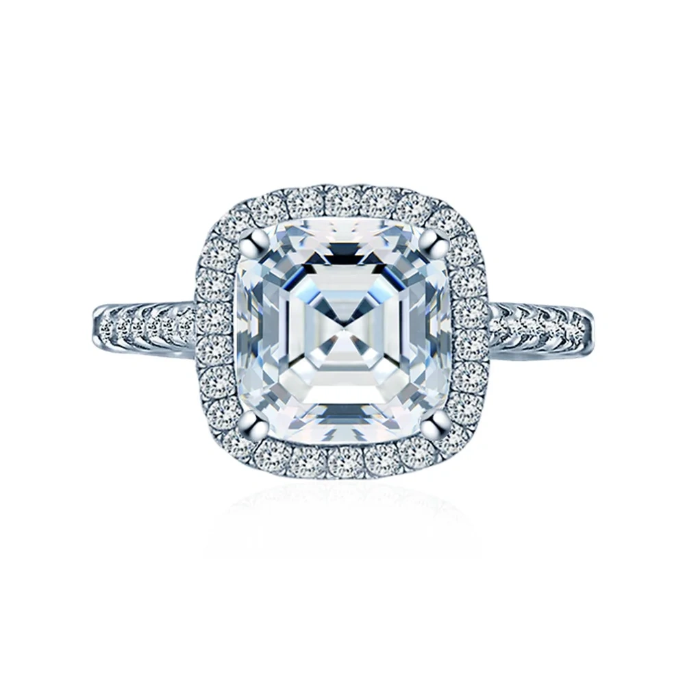 ShanLover Brand Luxury MST Top Grade Moissanite Diamond Ring for Woman s925 Real 925 Sterling Silver Square Cut Rings Jewelry
