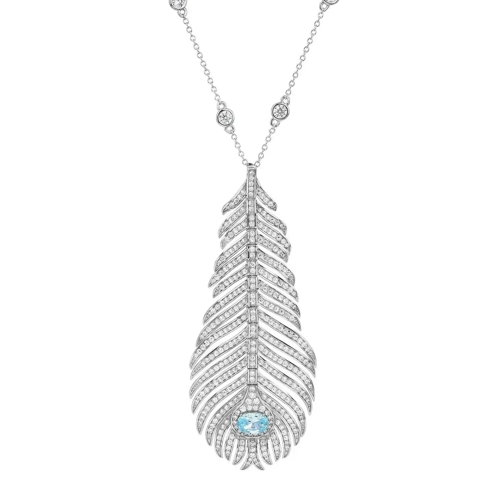Winkin Winsin Peacock Feather Necklace Pendant Jewelry For Women Fashion S 925 Sterling Silver Pendants Chain Link Necklaces