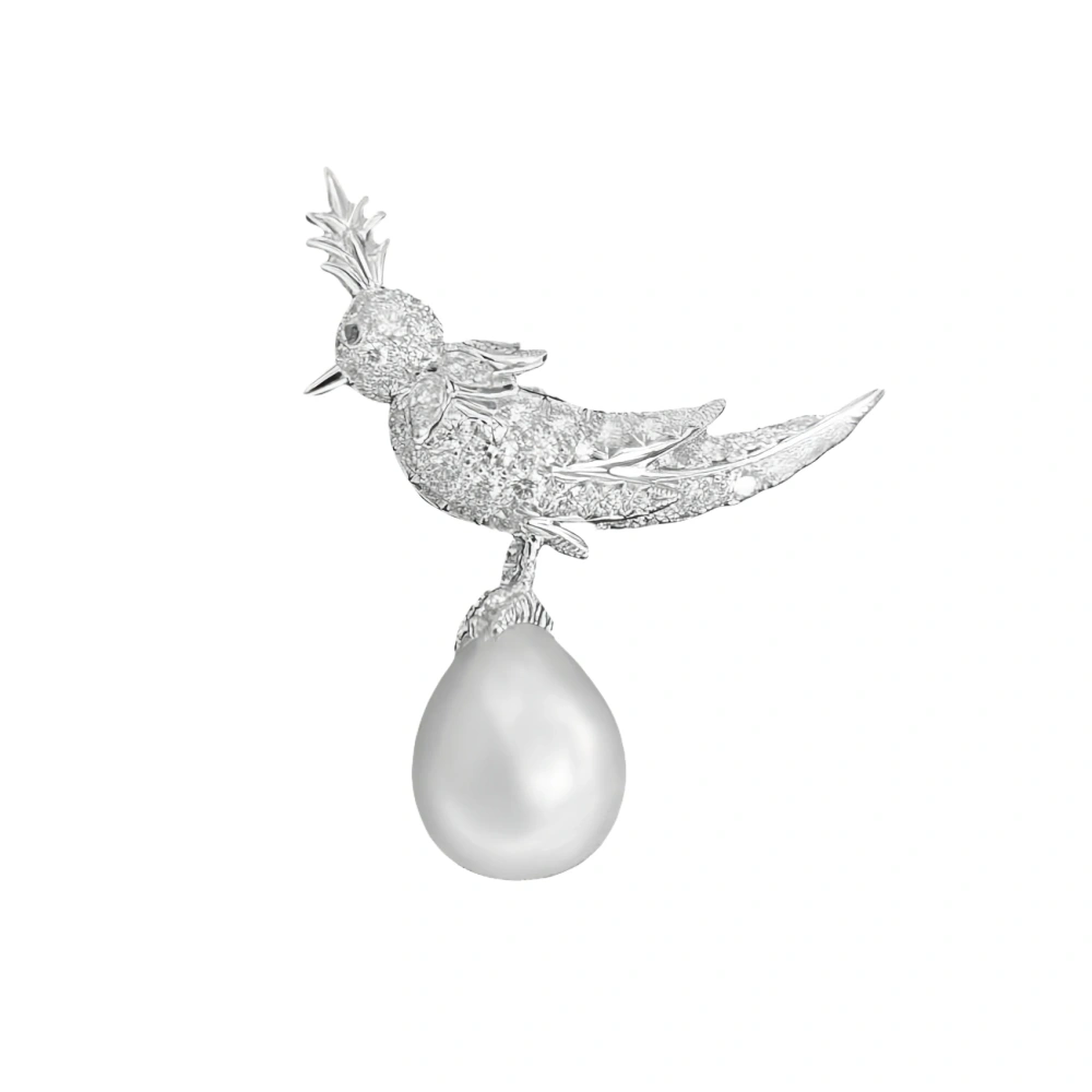 Winkin Winsin Brand Popular 925 Sterling Silver New Style Animal Bird Brooch For Women Pearl Zircon Gemstones Brooches Jewelry